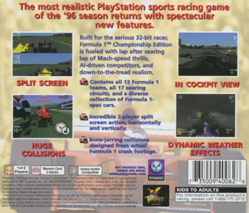 Formula 1 Championship Edition (US) box cover back